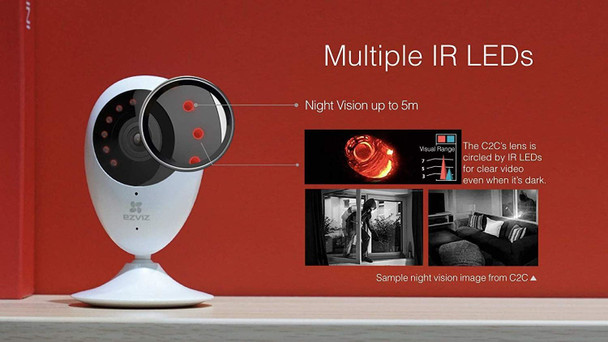 EZVIZ Mini O, 720p WiFi Smart Home Security Camera, WiFi, Works with Alexa