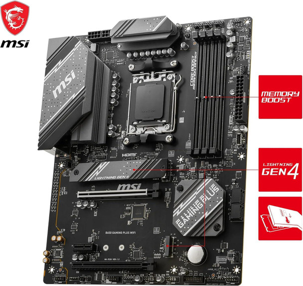 MSI B650 GAMING PLUS WIFI Motherboard, ATX - AMD Ryzen AM5, DDR5, Wi-Fi 6e