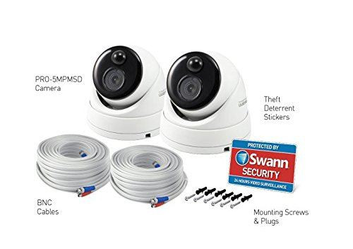Swann Thermal Sensing PIR Security Cameras 5MP Super HD Domes CCTV 2 Pack