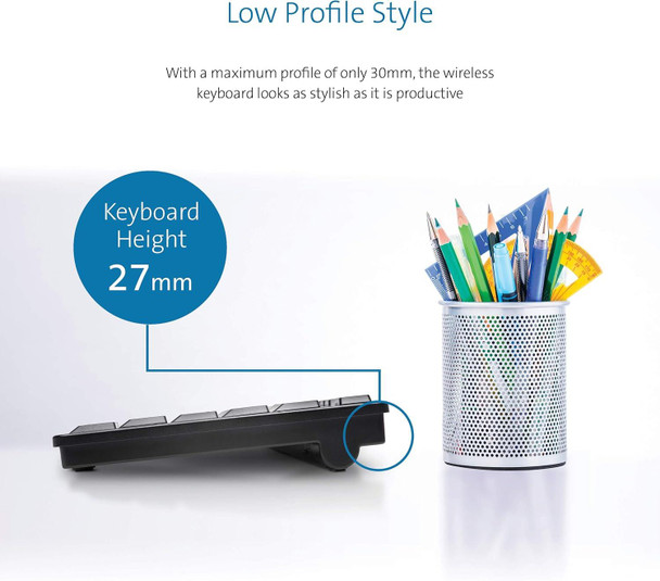 Kensington Pro Fit Wireless Keyboard and Ambidextrous Mouse Set Desktop QWERTY