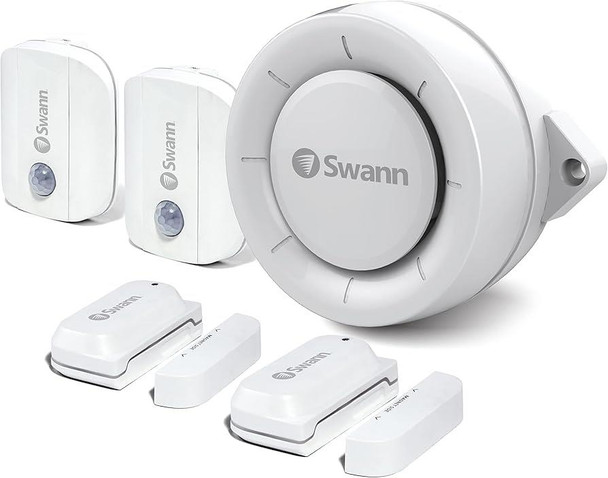 Swann SWIFI-ALARMKITA-GL Smart Indoor Alarm Siren & Sensors Bundle In White