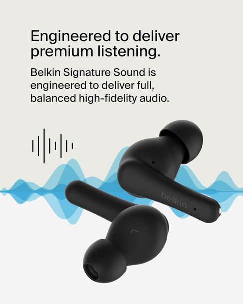 Belkin SoundForm Rhythm True Wireless Earbuds Built-in Microphone USB-C