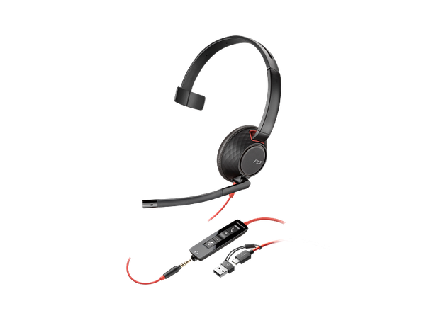 Poly Blackwire 5210 Mono Headset USB-C 3.5mm + USB-A Adapter 8X230AA