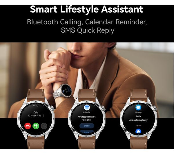 Huawei Watch GT 4 Smartwatch 46 mm AMOLED Brown Leather Strap