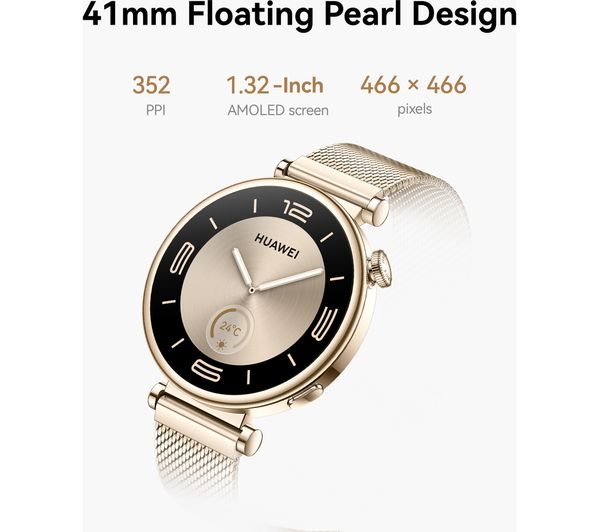 HUAWEI Watch GT 4 41mm Smartwatch Gold Steel GPS Waterproof Fitness Tracker