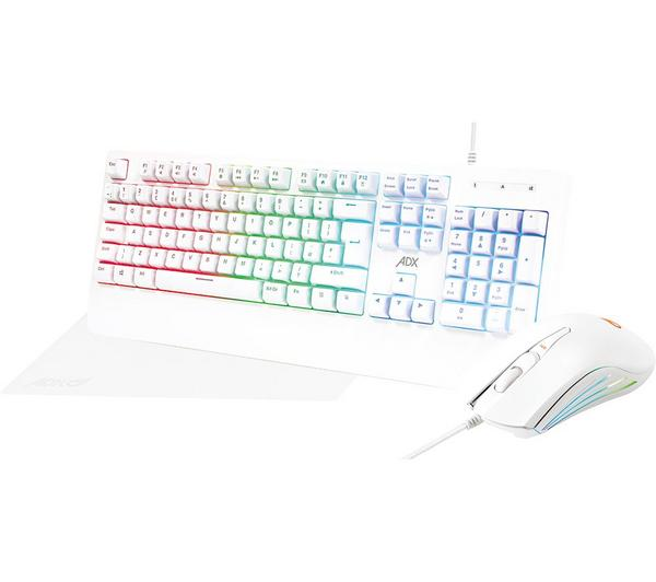 ADX Firebundle Gaming Keyboard Mouse Set White 7200 DPI Backlit