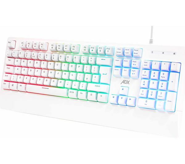 ADX Firebundle Gaming Keyboard Mouse Set White 7200 DPI Backlit