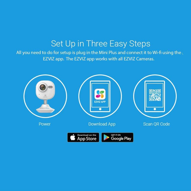 EZVIZ Mini Plus White, 1080p WiFi Smart Home Security Camera, Works with Alexa