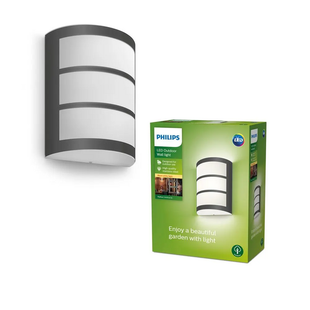 Philips Python LED Outdoor Wall Light Anthracite Grey IP44 2700K 450lm