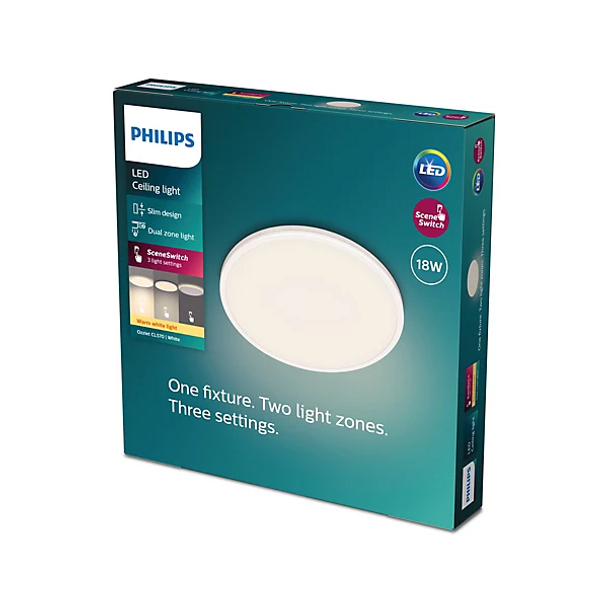 Philips Ozziet CL570 Slim LED Ceiling Light 18W Warm White Flush Ceiling Light