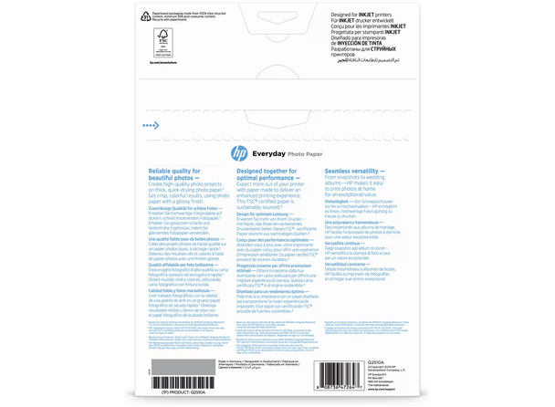 HP Q2510A Everyday Photo Paper A4 Glossy 200gsm 100 Sheets for Inkjet Printer