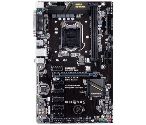 Gigabyte H110-D3A, Intel (LGA1151) DDR4 m.2 GB LAN, ATX Motherboard