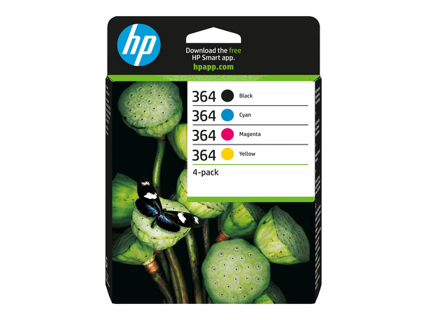 Genuine HP 364 Original Ink Cartridge 4-Pack Black Cyan Magenta Yellow N9J73AE