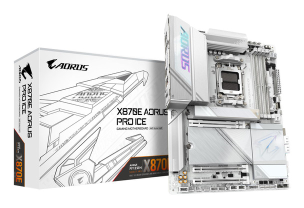 Gigabyte X870E AORUS PRO ICE AM5 ATX Motherboard DDR5 Wi-Fi 7 PCIe 5.0 White