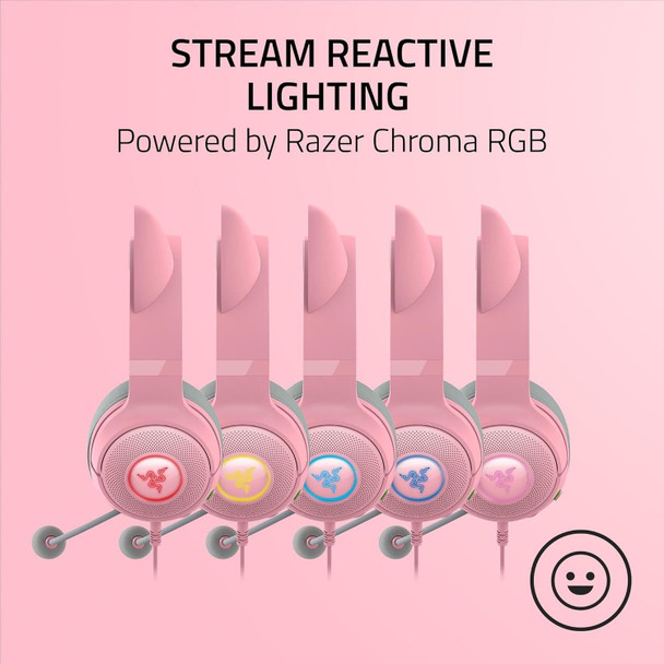 Razer Kraken Kitty V2 Wired RGB Headset with Kitty Ears Quartz Pink