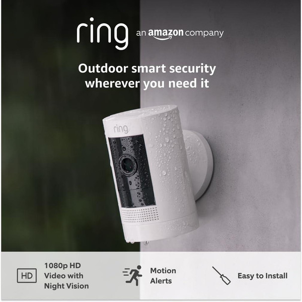 Ring Stick Up Cam Battery 3rd Gen Wireless Security Camera White