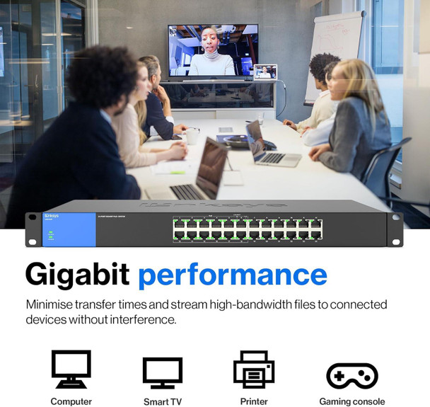 Linksys LGS124P-UK 24 Port Gigabit Network Switch Unmanaged 12x PoE+ Ports 120W