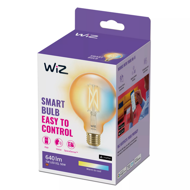 Wiz WiFi Smart LED Filament Globe Bulb G95 E27 Vintage Amber Dimmable Light