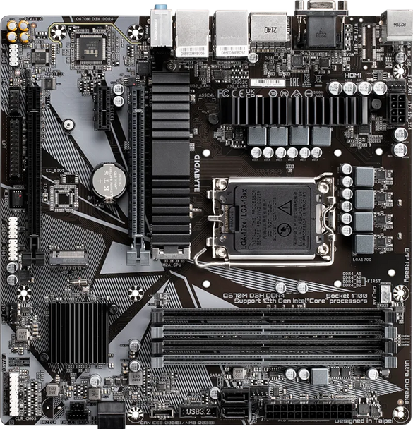 Gigabyte Q670M D3H DDR4 Motherboard LGA1700 Intel vPro Dual LAN Micro-ATX