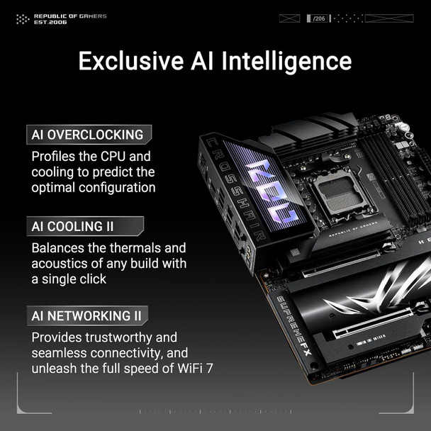 ASUS ROG Crosshair X870E Hero, AMD ATX motherboard DDR5 PCI-E 5.0 Wi-Fi 7
