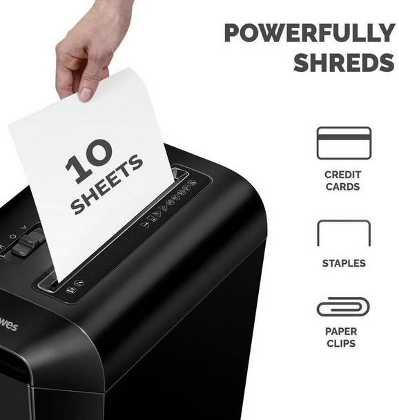 Fellowes Powershred LX65 10 Sheet Cross-Cut Paper Shredder P-4 Security Black