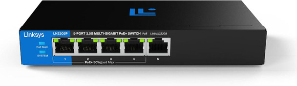 Linksys 5-Port 2.5G Multi-Gig Unmanaged PoE+ Switch Metal Fanless