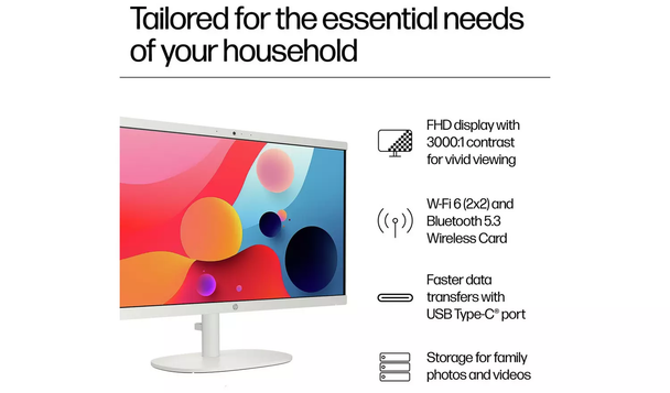 HP 22-dg0007na 21.45" FHD All-in-One PC Celeron N100 8GB 128GB White – image 5