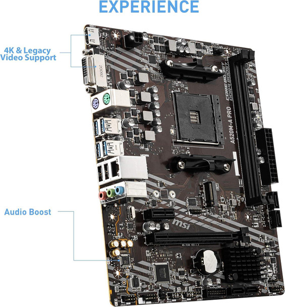 MSI A520M-A PRO Motherboard mATX AMD Ryzen 3rd Gen AM4 DDR4 Boost
