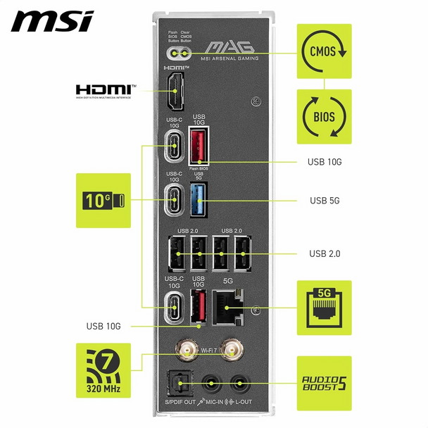 MSI MAG B850 TOMAHAWK MAX WIFI AMD AM5 DDR5 ATX Wi-Fi Motherboard