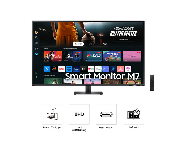 Samsung M70D 43" 4K UHD Smart Monitor With Speakers & Remote