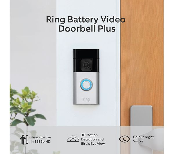 Ring Battery Video Doorbell Plus 1536p HD Satin Nickel