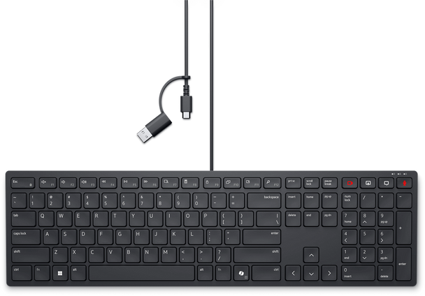 Dell Pro Silent Wired Collaboration Black Keyboard US QWERTY