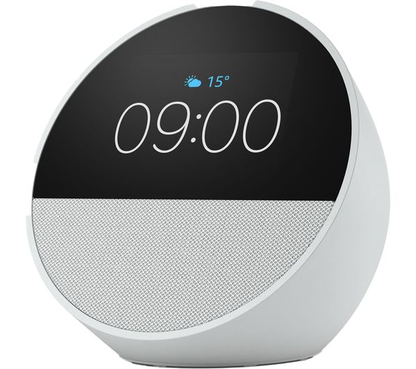 Amazon Echo Spot 2024 Smart Alarm Clock with Alexa Glacier White