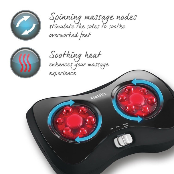 HoMedics Electronic Rotating Shiatsu Foot Massager with Heat - Black FM-S100H-GB