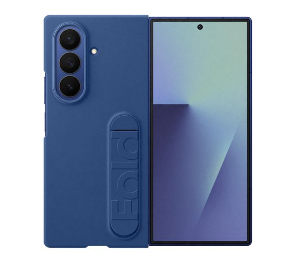 Official Samsung Galaxy Z Fold 7 Silicone Navy Case with Integrated Grip Stand