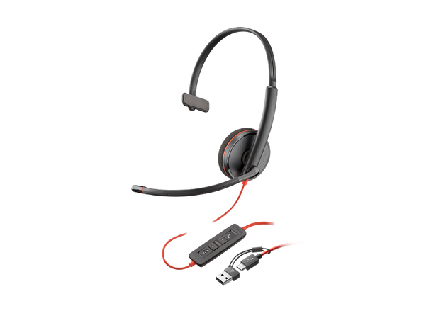 Poly Blackwire 3210 Monaural Black USB-C/A Wired Headset