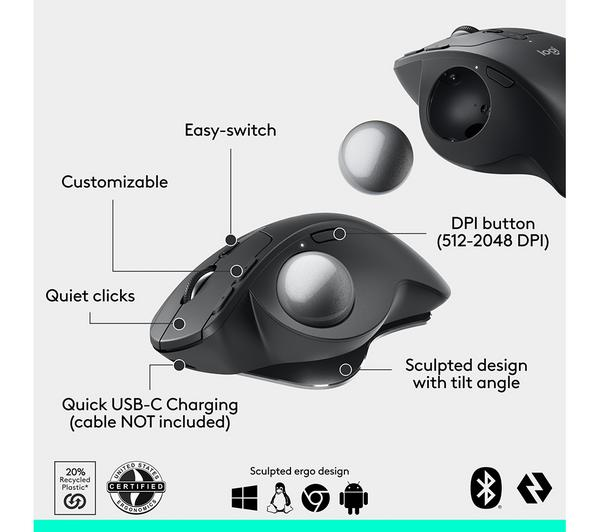 Logitech MX Ergo S Wireless Trackball Mouse Graphite