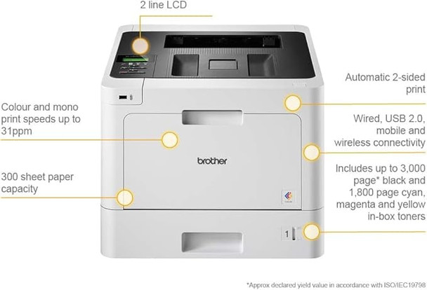 Brother HL-L8260CDW A4  Wireless Colour Laser Printer Duplex Network USB