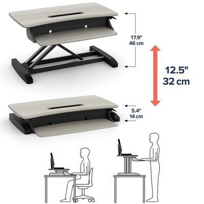 Ergotron WorkFit-Z Mini Standing Desk Converter Workstation Ergonomic Grey