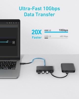 Anker USB-C Display Hub 4-in-1 10Gbps 4K 60Hz 100W PD Gray A8340HA1