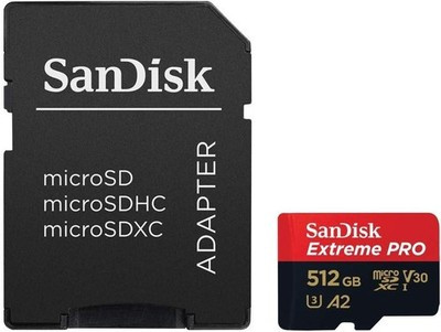 SanDisk Extreme PRO 512GB microSDXC UHS-I Card A2 V30 200MB/s 4K UHD