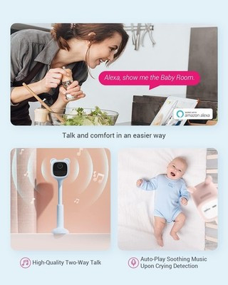 Ezviz BM1 Smart Baby Monitor Camera Battery Powered with Night Vision - Blue