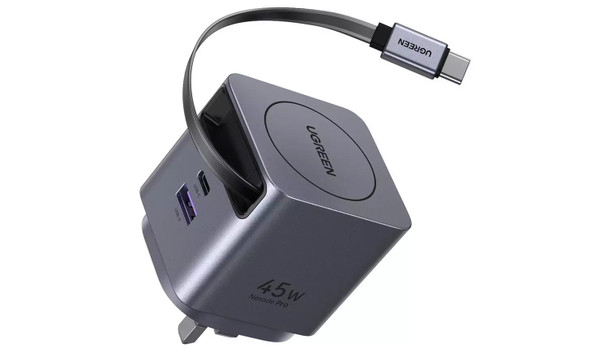 Ugreen Nexode Pro 45W GaN Fast Charger with Retractable USB-C Cable - Grey – image 3