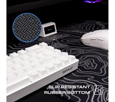 QPAD Obsidian Glass Superglide Gaming Mouse Mat Large Black & White