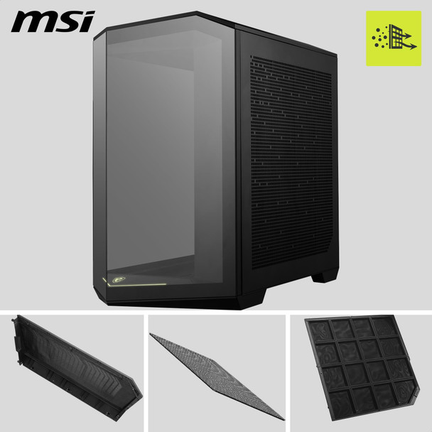 MSI MAG PANO 100R PZ ATX Mid-Tower PC Gaming Case 270° Tempered Glass Black