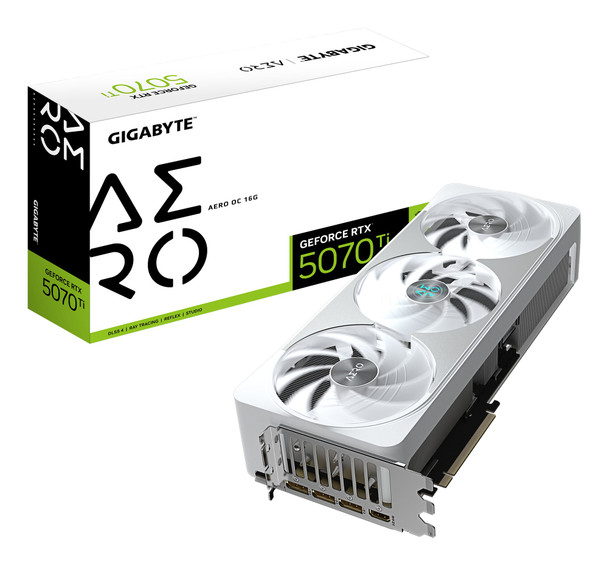 GIGABYTE GeForce RTX 5070 Ti AERO OC 16GB GDDR7 Graphics Card White Gaming GPU