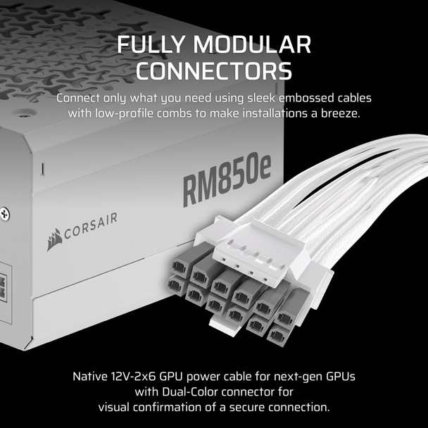 Corsair RM850e White 850W Fully Modular ATX 3.1 PSU PCIe 5.1 Gold