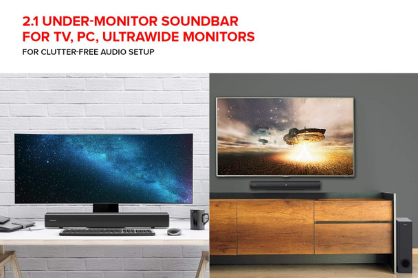 Creative Stage 2.1 Soundbar & Subwoofer System TV PC Gaming Bluetooth Optical
