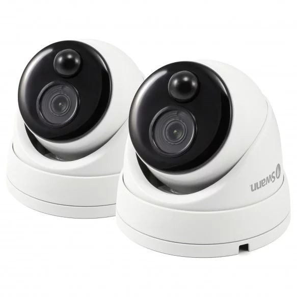 Swann Thermal Sensor Outdoor Security Cameras, 2 Pack 1080p Full HD Dome CCTV