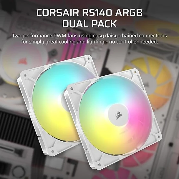 Corsair RS140 ARGB 140mm PWM Case Fans Dual Pack White  – image 6